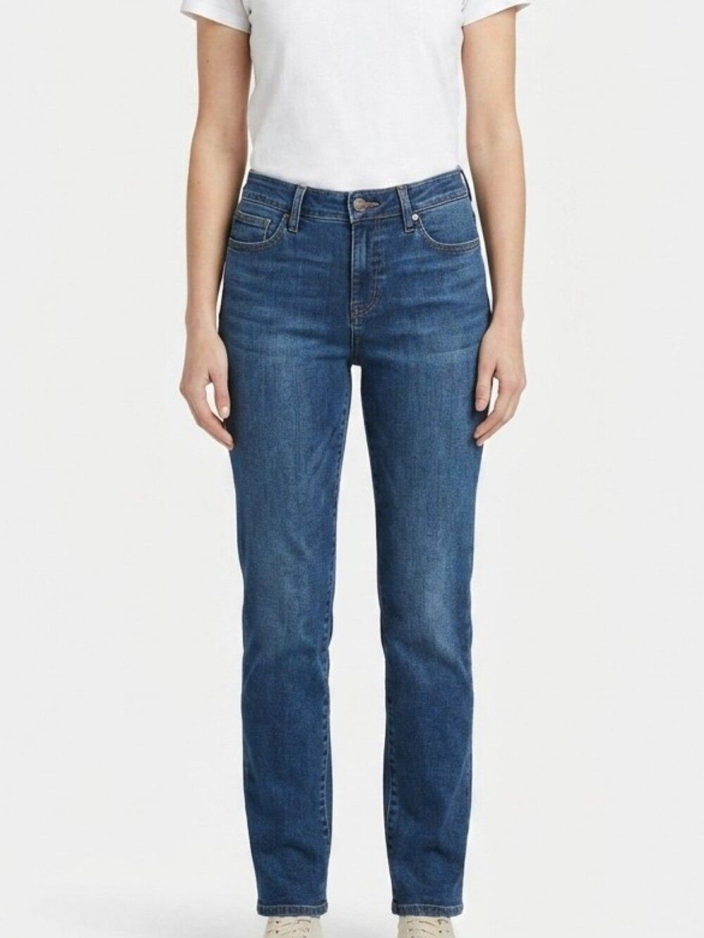 NYDJ Sheri Slim Blue Jeans Women's Sz 8 High Rise Ankle Tummy Liftxtuck Mid Rise